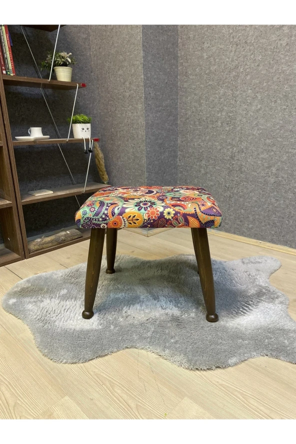 Asedia Trend Ceviz Retro Ahşap Ayak Uzatma Pufu Makyaj Koltuğu Bench Tabure - Resim 2