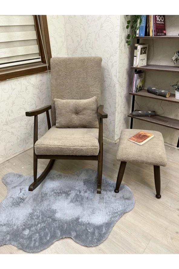 Asedia Trend Ceviz Teddy Kahve Sallanan Sandalye Dinlenme Emzirme Baba Tv Okuma Koltuğu Berjer - Resim 3