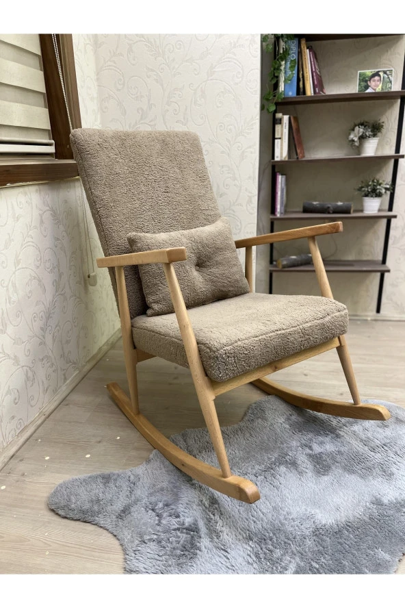 Asedia Trend Naturel Teddy Kahve Sallanan Sandalye Dinlenme Emzirme Baba Tv Okuma Koltuğu Berjer