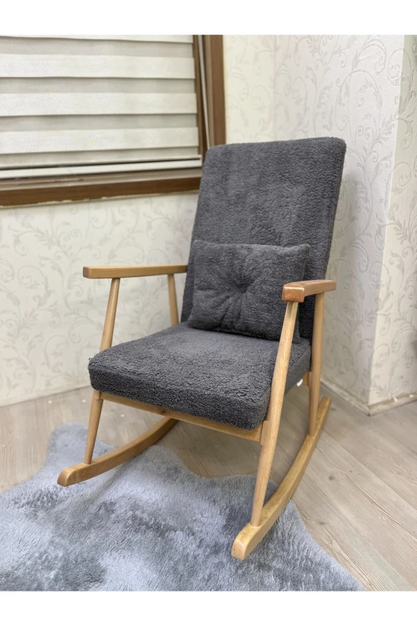 Asedia Trend Naturel Teddy Antrasit Sallanan Sandalye Dinlenme Emzirme Baba Tv Okuma Koltuğu Berjer