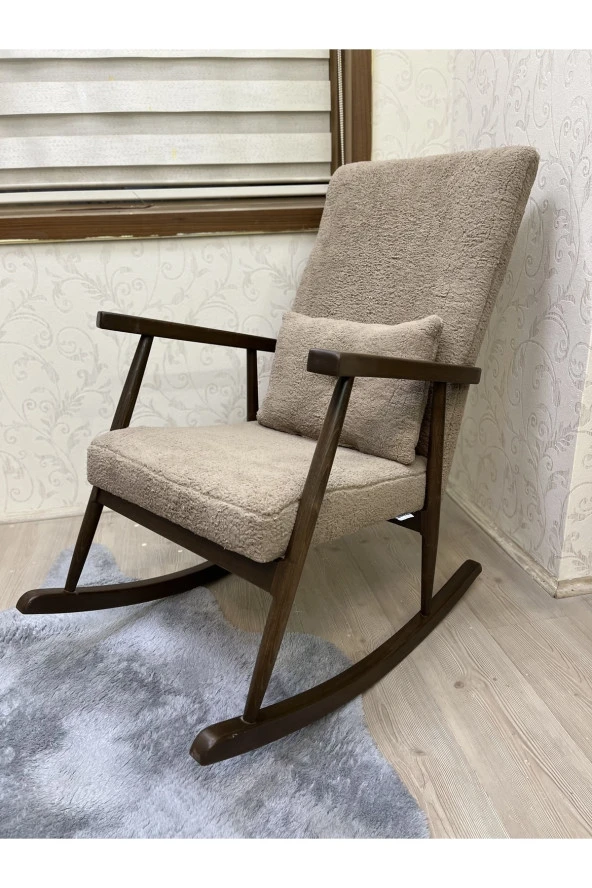 Asedia Trend Ceviz Teddy Kahve Sallanan Sandalye Dinlenme Emzirme Baba Tv Okuma Koltuğu Berjer - Resim 2