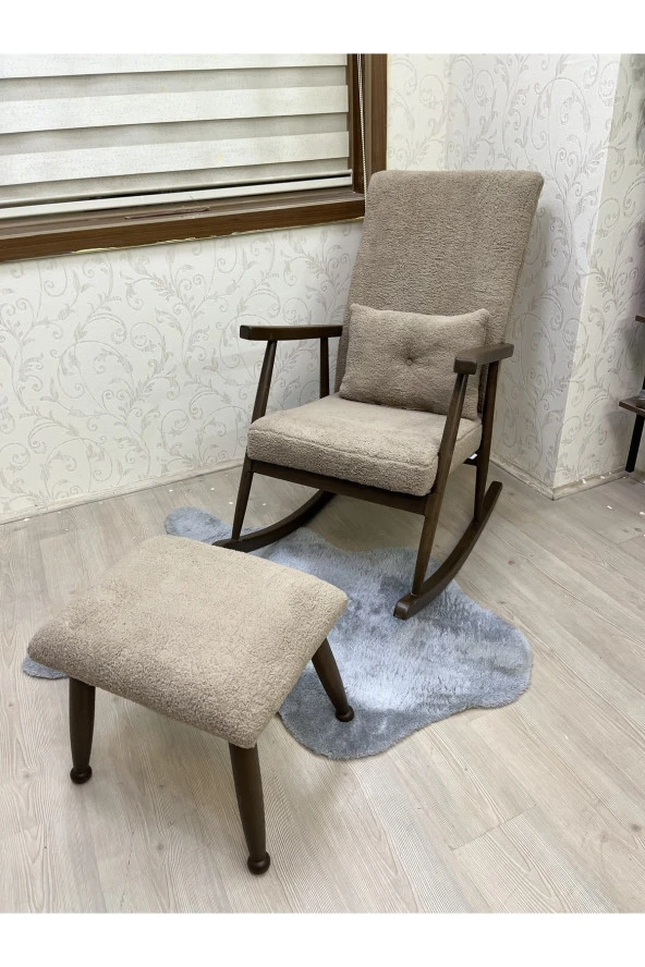 Asedia Trend Ceviz Teddy Kahve Sallanan Sandalye Dinlenme Emzirme Baba Tv Okuma Koltuğu Berjer - Resim 4