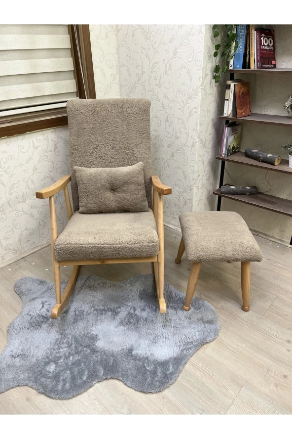 Asedia Trend Naturel Teddy Kahve Sallanan Sandalye Dinlenme Emzirme Baba Tv Okuma Koltuğu Berjer - 3
