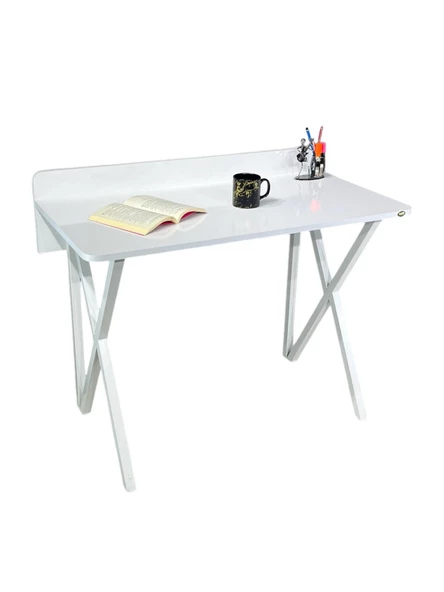 Hey Modüler Mobilya Rüya Beyaz Çalışma Masası Bilgisayar Ofis Masası Metal Beyaz Ayaklı 103 Cm