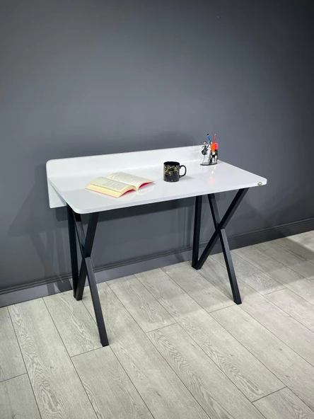 Hey Modüler Mobilya Rüya Beyaz Çalışma Masası Siyah Ayak - 2