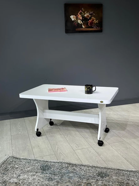 Hey Modüler Mobilya Ada Tekerlekli Orta Sehpa Beyaz - 2