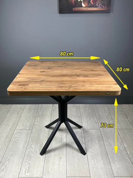 Hey Modüler Mobilya Roma Ceviz Mutfak Yemek Masası Balkon Masası Kavisli Köşe Metal Siyah Ayak 80 Cm - 4