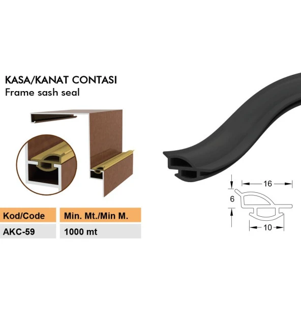 Contacall Ahşap Amerikan Kapı Kasa Fitili Ahşap Kapı Contası 25 Metre Bronz - 3