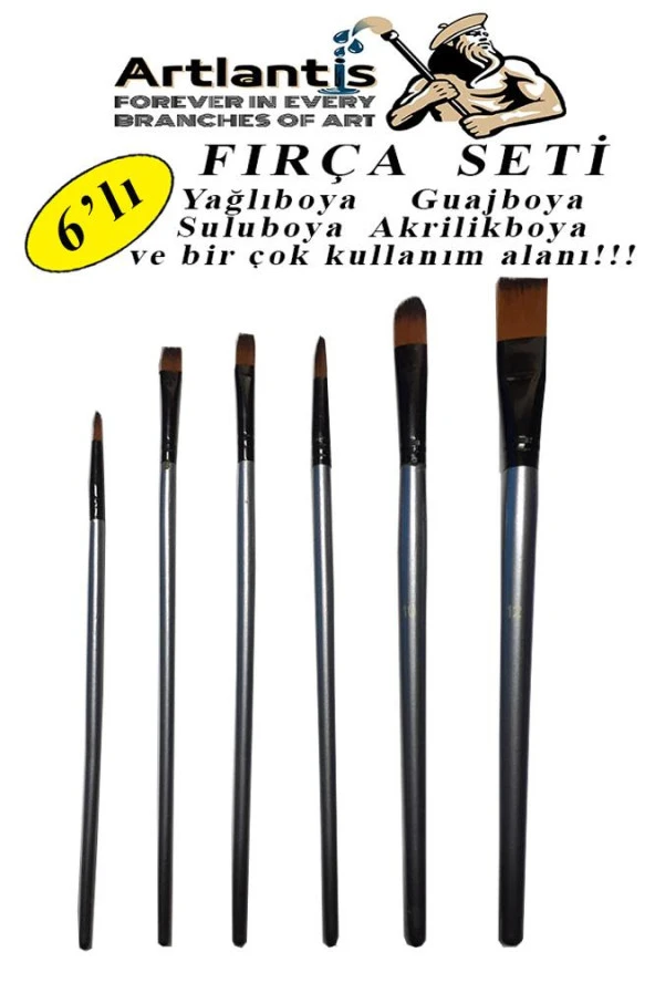 Fırça Seti 6 Lı Resim Fırçası 1 Paket Suluboya Akrilik Boya Guaj Boya Yağlı Boya Fırca Seti