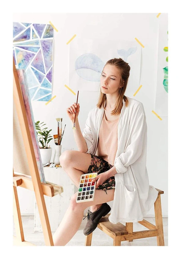 Fırça Seti 6 Lı Resim Fırçası 1 Paket Suluboya Akrilik Boya Guaj Boya Yağlı Boya Fırca Seti - 4