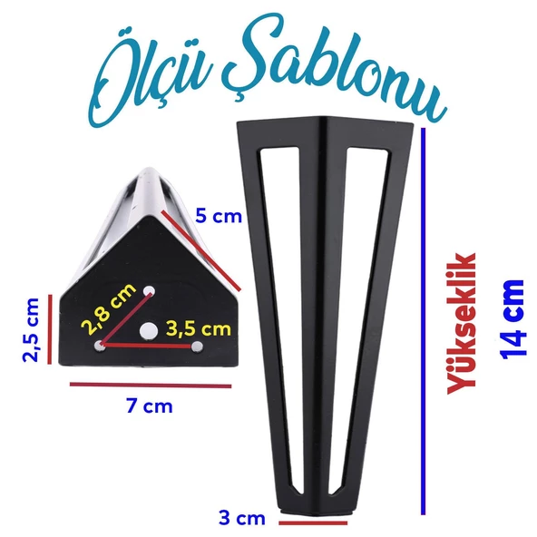 Ovit Koltuk Baza Puf Sehpa Tv Ünite Masa Mobilya Ayağı Ayakları Metal Ayakları 14 Cm Siyah - 2