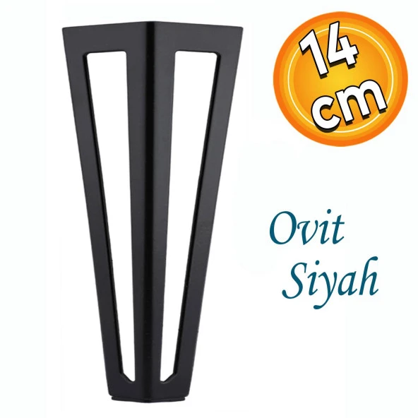 Ovit Koltuk Baza Puf Sehpa Tv Ünite Masa Mobilya Ayağı Ayakları Metal Ayak 14 Cm Siyah