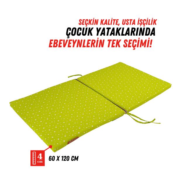 Katlanır Sünger Yatak, Katlanır Yer Minderi, Çocuk Yer Minderi, Beşik Süngeri 60x120 Yeşil - 3