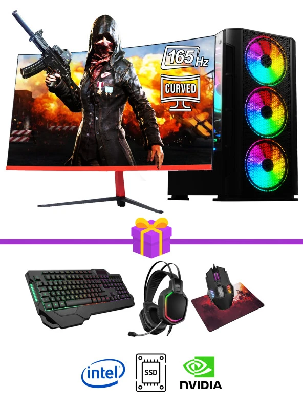 RAMTECH CURRENT V100 İ5 12400F 32GB RAM 960GB SSD RTX3050 8GB 23.6 CURVED MONİTÖR OYUNCU BİLGİSAYARI