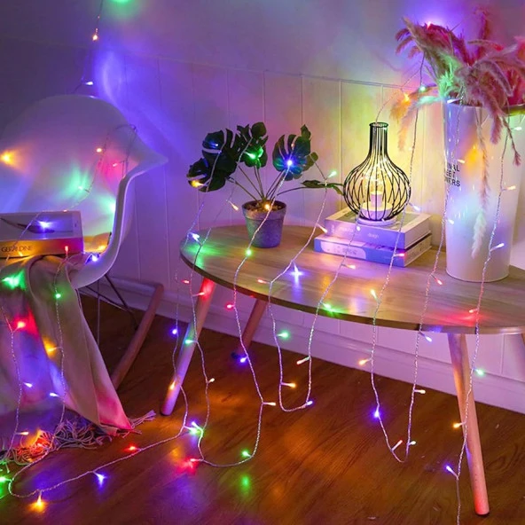 RENKLİ YILBAŞI AĞACI IŞIĞI 10 METRE RENKLİ LED IŞIK RENKLİ NOEL IŞIĞI RENKLİ İP LED IŞIK 220VFİŞLİ - 2
