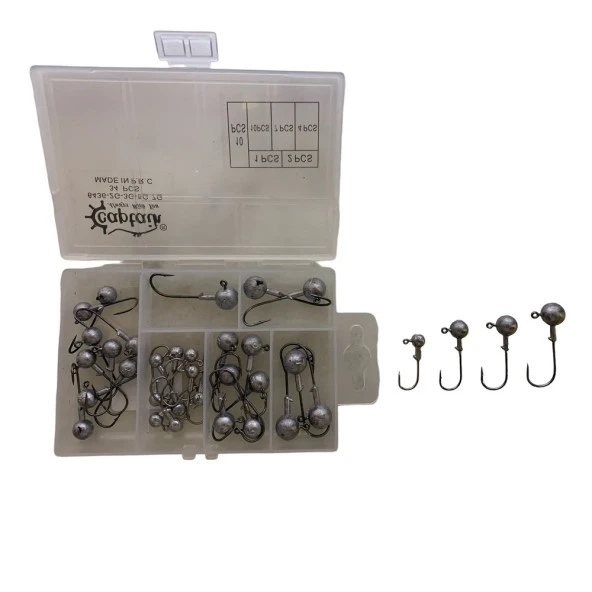 Captain 6436 Compact Eco Mix Kutulu Jig Head Seti 2-3-5-7gr 34 adet - 2
