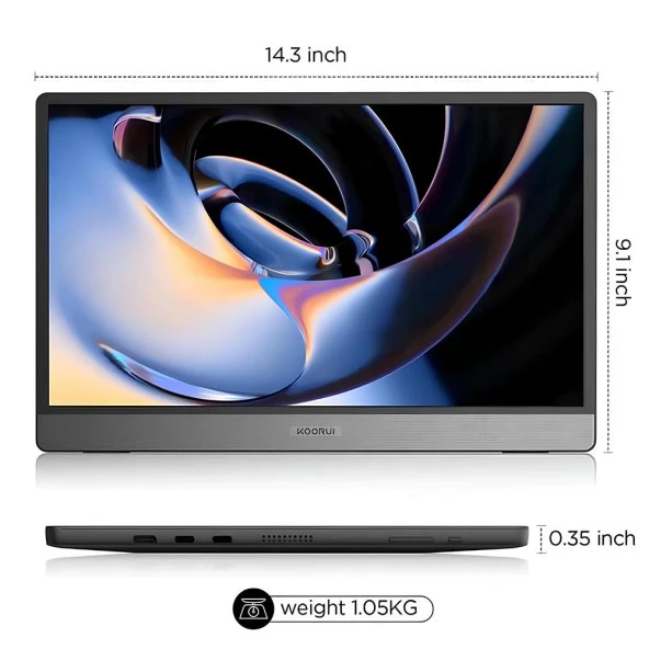 Koorui 15.6" 15B1 60Hz 5ms IPS FHD (Type-C, Mini HDMI) Taşınabilir Monitör - 2