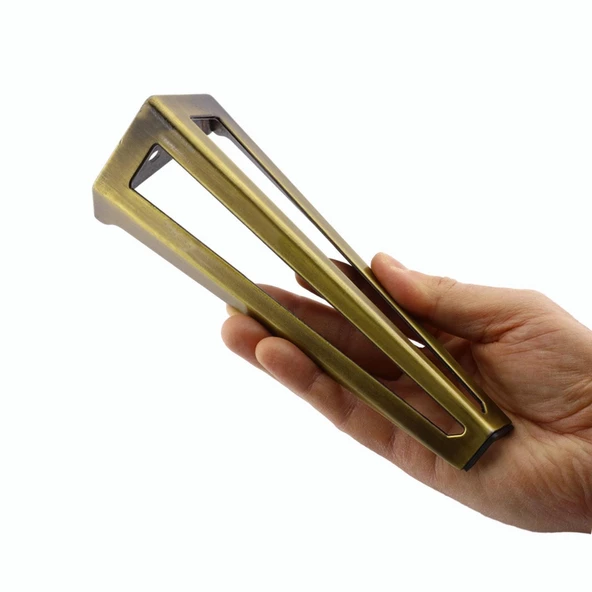 Ovit Koltuk Konsol Tv Ünite Mobilya Masa Ayağı Metal Ayakları 20 Cm Antik Sarı - 6