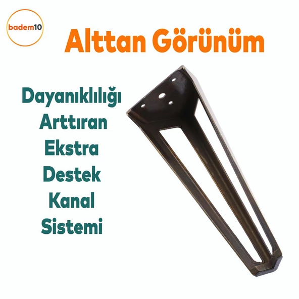 Ovit Koltuk Konsol Tv Ünite Mobilya Masa Ayağı Metal Ayakları 20 Cm Antik Sarı - 4