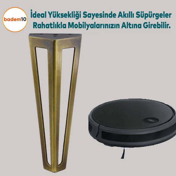 Ovit Koltuk Konsol Tv Ünite Mobilya Masa Ayağı Metal Ayakları 20 Cm Antik Sarı - 5