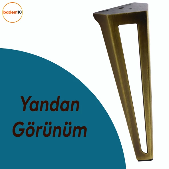 Ovit Koltuk Konsol Tv Ünite Mobilya Masa Ayağı Metal Ayakları 20 Cm Antik Sarı - 3