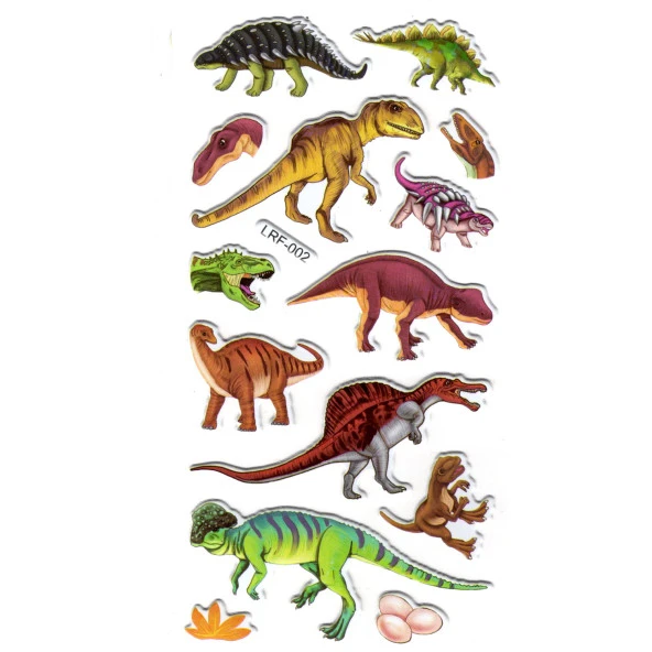 Sticker Kabartmalı Stiker Defter, Planlayıcı Etiket (lrf-002) - 17X9 cm - Karışık Dinazorlar