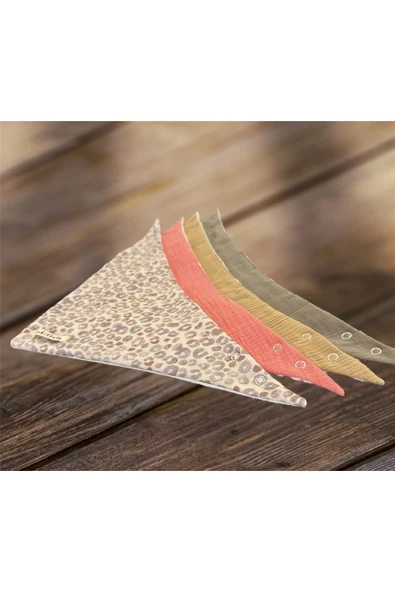 4 Adet Sıvı Geçirmez Müslin Oval Fular Önlük, 100 Pamuk - Resim 3