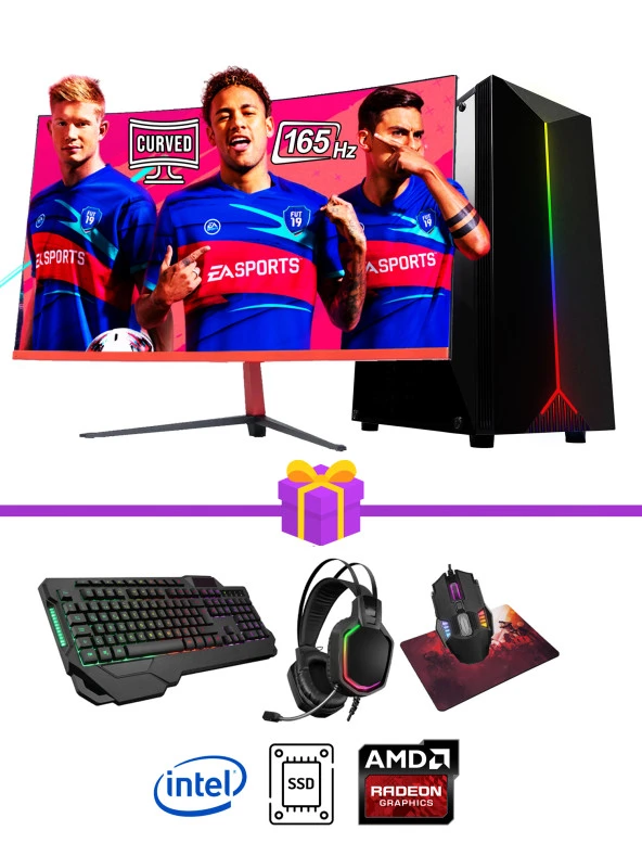 RAMTECH CURRENT V140 İ5 12400F 32GB RAM 960GB SSD RX550 4GB 23.6 CURVED MONITÖR OYUNCU PC