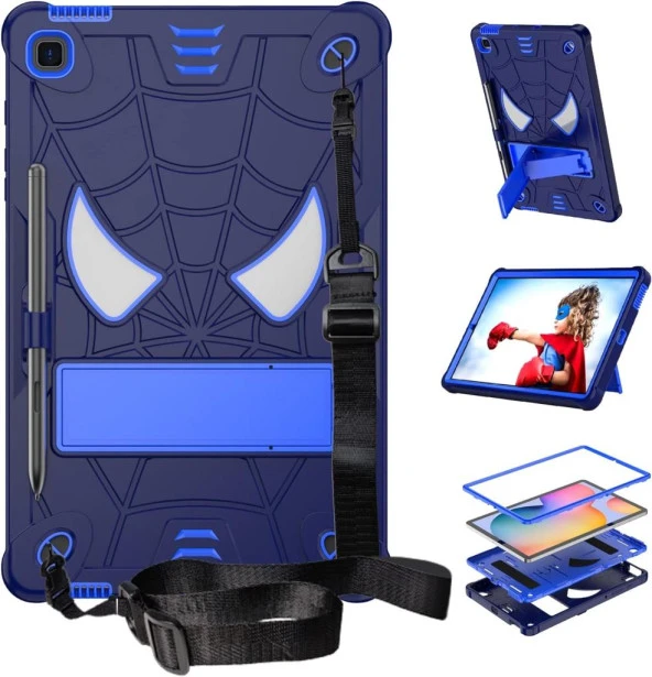 Samsung Galaxy Tab S6 Lite 2024 P620 P610 Kılıf Marvels Spider-Man Çocuk Karakterli Zırh Tank Case 13-15-17