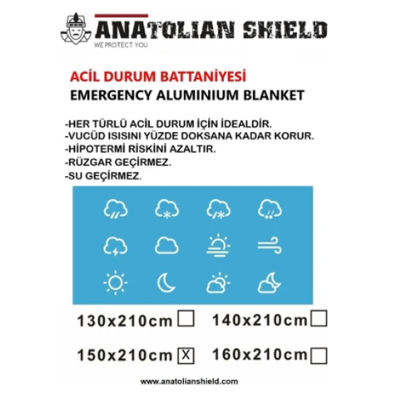 Anatolian Shield Doğada Hayatta Kalma Acil Durum Termal Battaniye - 2