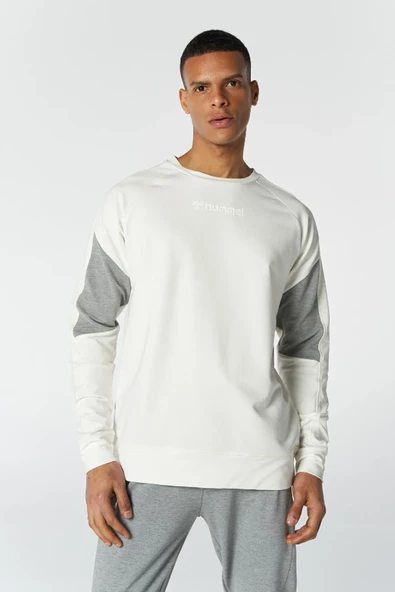 Hummel 921658-9003 Ekru Hummel Baskılı Bisiklet Yaka Erkek Sweat