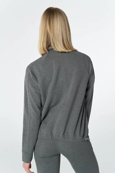 Hummel 921653-2006 Gri Önü Fermuarlı Kadın Hırka - 2