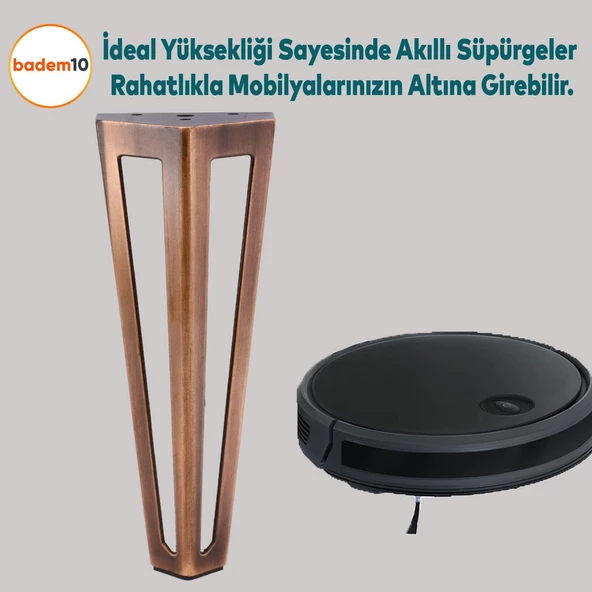 Ovit Ünite Mobilya Koltuk Konsol Tv Masa Ayağı Metal Ayakları 20 Cm Antik Bakır - 5