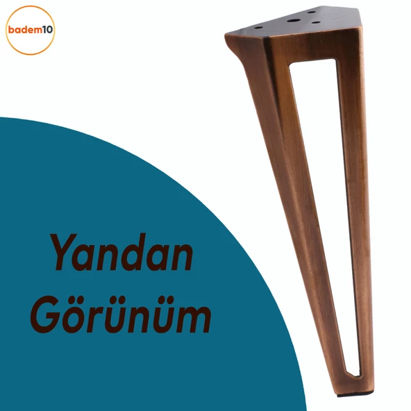 Ovit Ünite Mobilya Koltuk Konsol Tv Masa Ayağı Metal Ayakları 20 Cm Antik Bakır - 3