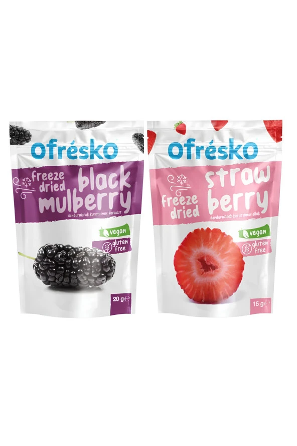 Ofrésko Freeze Dry Karadut 20 G 1 Adet + Çilek 1 Adet 15 G Doypack