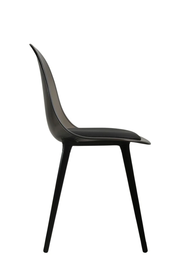 Netaks Abant Sandalye Siyah Metal Ayaklı (Şeffaf) Minderli 4lü Takım Füme Renk - Resim 2