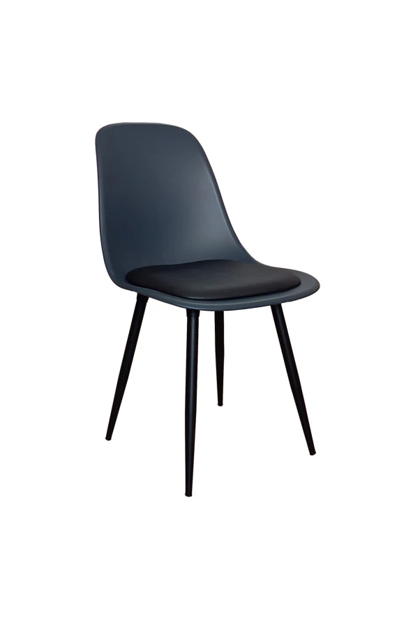 Abant Sandalye Siyah Metal Ayaklı 2li Takım (MİNDERLİ) Antrasit Renk