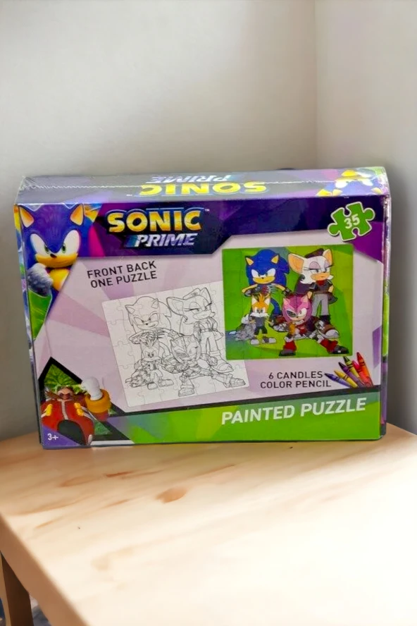 Sonic Boyamalı Puzzle Seti 35 Parça | Yapboz Puzzle Boyamalı Oyun Seti SO7874