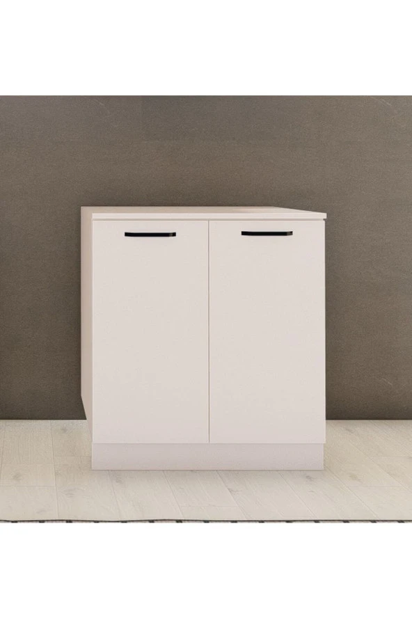 Visas Concept 80 cm Çok Amaçlı Raflı Mutfak Alt Dolabı Beyaz - Üst Panel Dahil