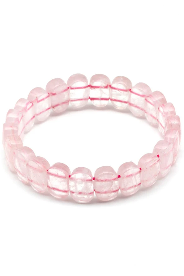 Pembe Kuvars Doğal Taş Bileklik 9 x 14 mm Özel Kesim - Resim 2