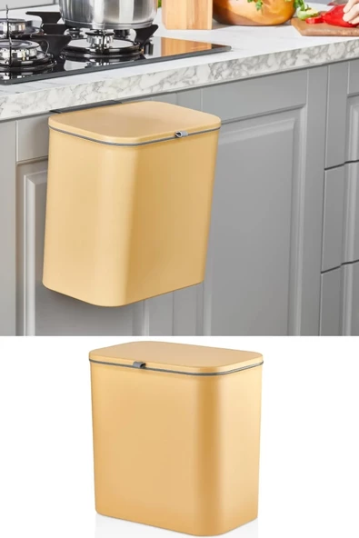 Çift Yönlü Kapaklı Banyo Ve Mutfak Çöp Kovası - Tezgah Üstü, Dolaba Kapağa Takılabilen Çöp Kutusu - 11