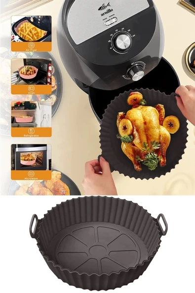 Airfryer Silikon Pişirme Kalıbı - Air Fryer Aksesuarı, Pişirme Kağıdı - Kırmızı (bpa Free) - 2
