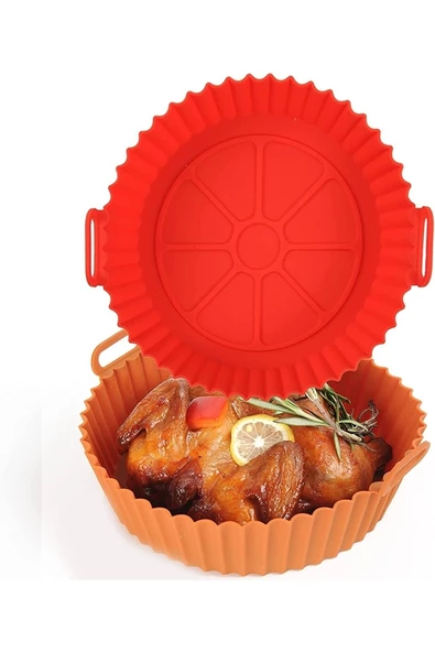 Airfryer Silikon Pişirme Kalıbı - Air Fryer Aksesuarı, Pişirme Kağıdı - Kırmızı (bpa Free) - 5