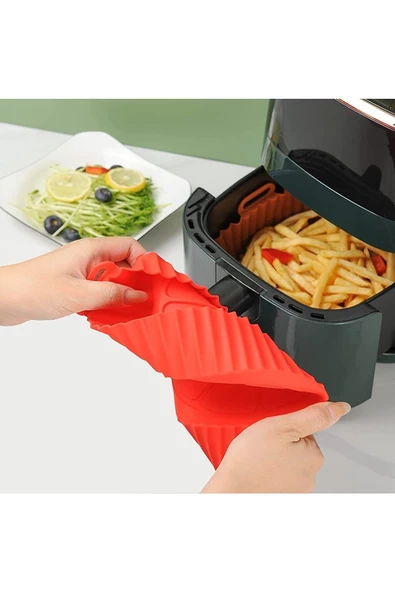Airfryer Silikon Pişirme Kalıbı - Air Fryer Aksesuarı, Pişirme Kağıdı - Kırmızı (bpa Free) - 8