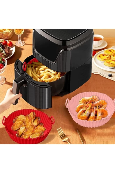 Airfryer Silikon Pişirme Kalıbı - Air Fryer Aksesuarı, Pişirme Kağıdı - Kırmızı (bpa Free) - 4