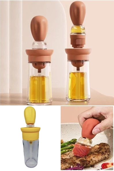 Silikon Fırçalı Yağlık, Pratik Çok Amaçlı Hazneli Hamur, Yumurta, Sos, Ve Yağ Fırçası - Yağdanlık - 4
