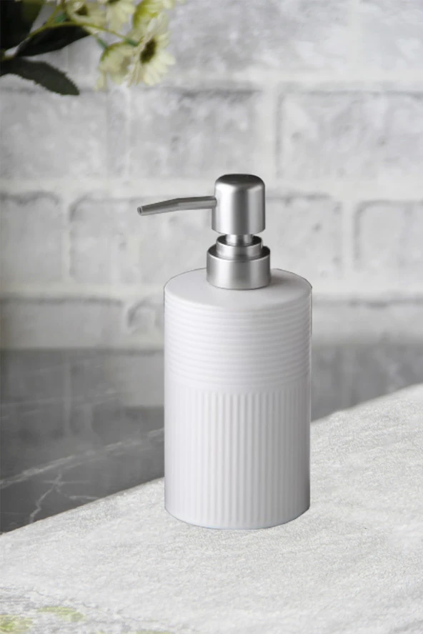 Lüks Beyaz Sıvı Sabunluk - Sıvı Sabun Ve Bulaşık Deterjanı Şişesi, Banyo Ve Mutfak Sabunluğu