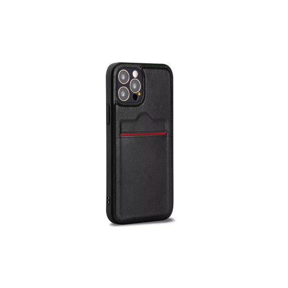 Iphone 14 Pro Max Uyumlu Kartlıklı Lüx Deri Kılıf Siyah