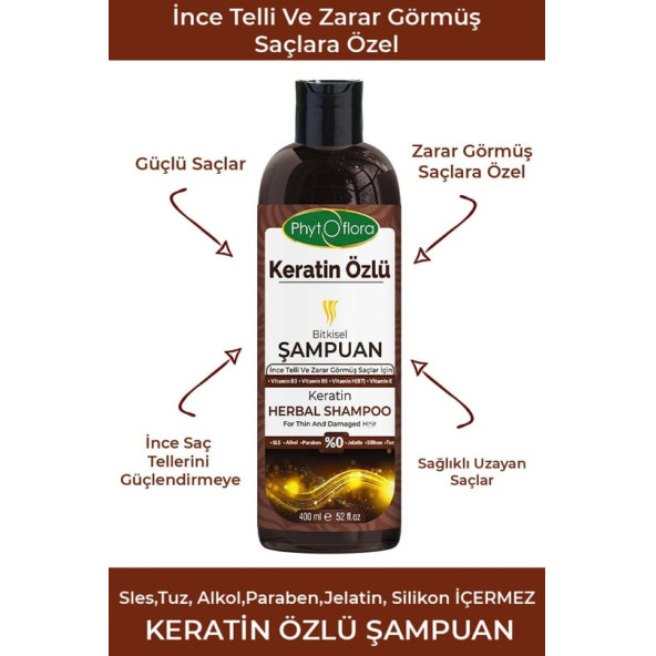 Phytoflora İnce Telli ve Zarar Görmüş Saçlar İçin Keratin Özlü Şampuan 400 ML - 2