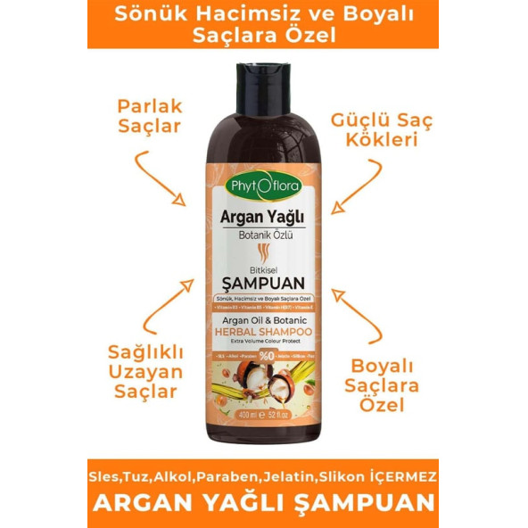 Phytoflora Tuzsuz Hassas Sönük Hacimsiz Ve Boyalı Saçlara Özel Argan Yağlı Bitkisel Şampuan 400 ML - 2